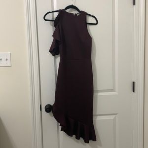 ASOS Cold Shoulder Ruffle Pephem Midi Dress